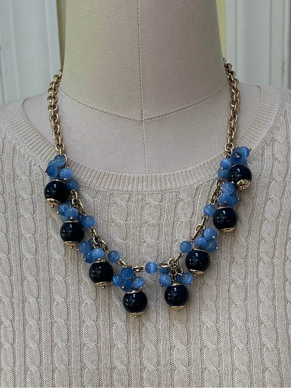 Talbots Blue Bauble and Bead Necklace